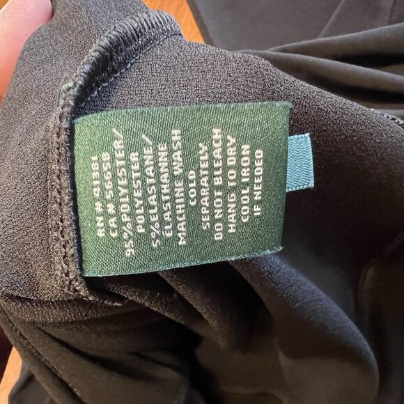 Ralph Lauren Women's Medium Tunic Blouse Black Stretchy 3/4 Sleeves Keyhole - Picture 9 of 11